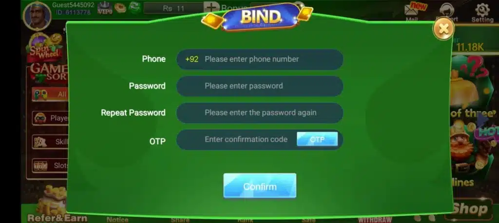 3 Patti Crown Register Account